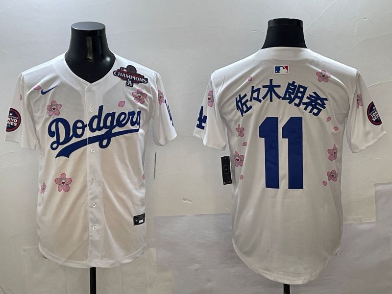 Men Los Angeles Dodgers 11 R.Sasaki White Sakura Edition 2025 Nike MLB Jersey style 5